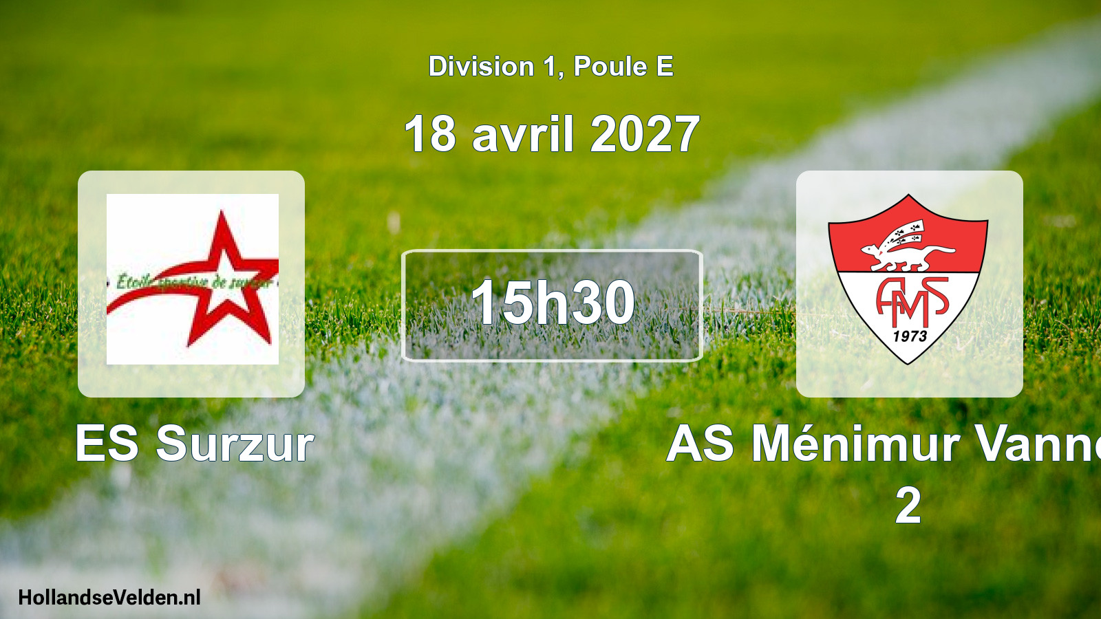 Match programmé: ES Surzur - AS Ménimur Vannes 2 (18 avril 2027)
