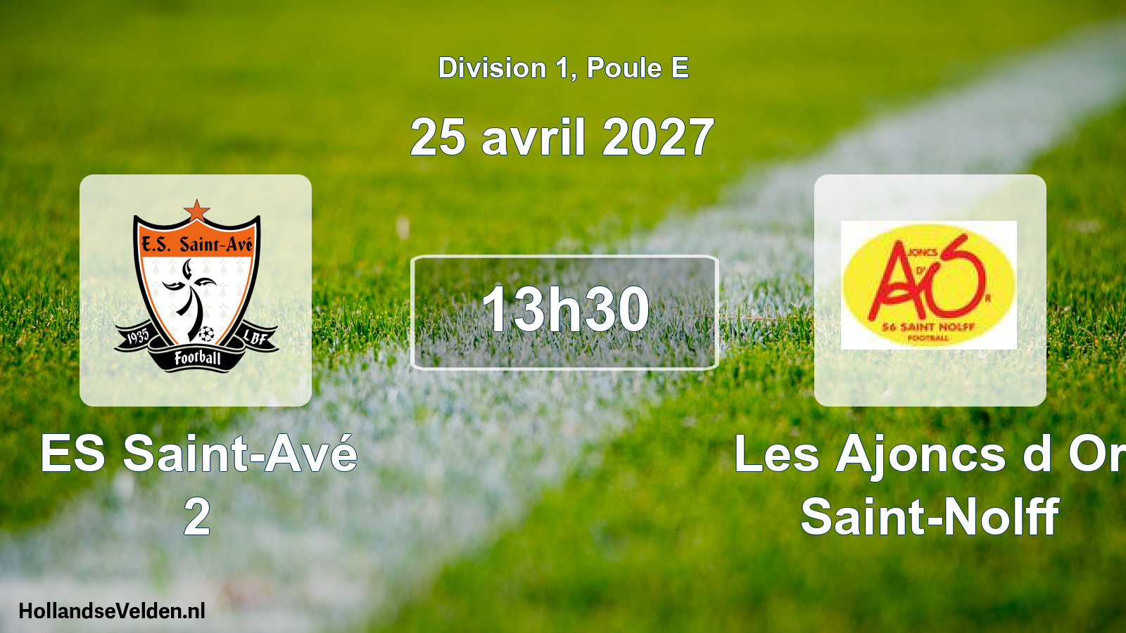 Match programmé: ES Saint-Avé 2 - Les Ajoncs d Or Saint-Nolff (25 avril 2027)