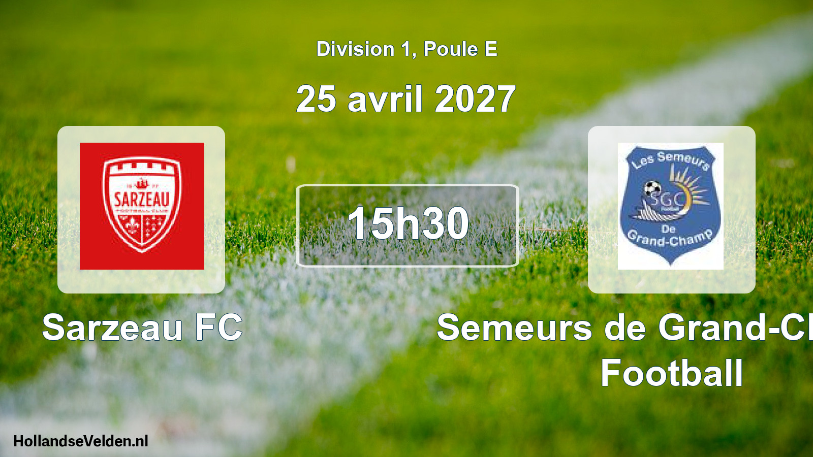 Match programmé: Sarzeau FC - Semeurs de Grand-Champ Football (25 avril 2027)