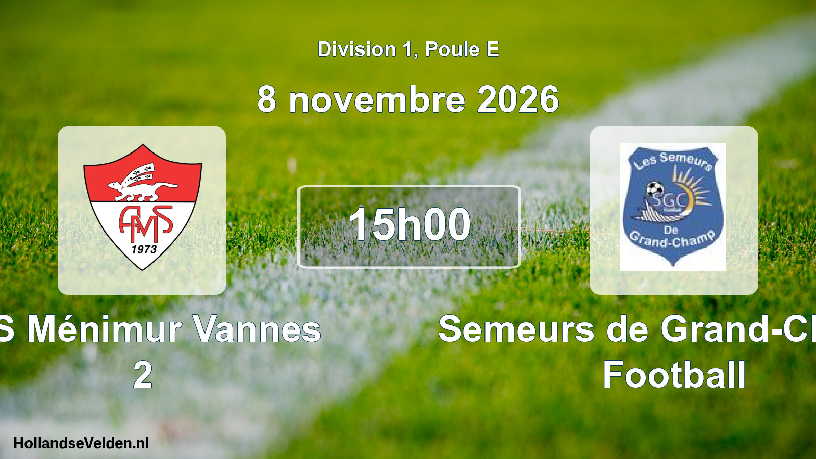 Match programmé: AS Ménimur Vannes 2 - Semeurs de Grand-Champ Football (8 novembre 2026)