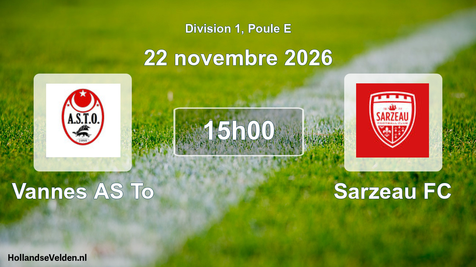 Match programmé: Vannes AS To - Sarzeau FC (22 novembre 2026)