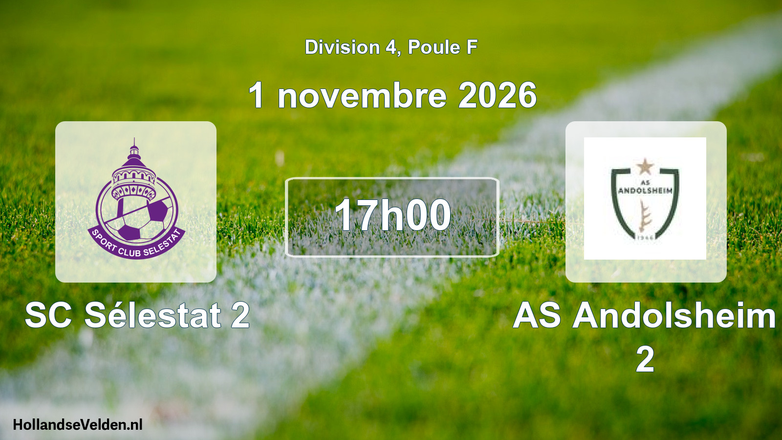 Match programmé: SC Sélestat 2 - AS Andolsheim 2 (1 novembre 2026)