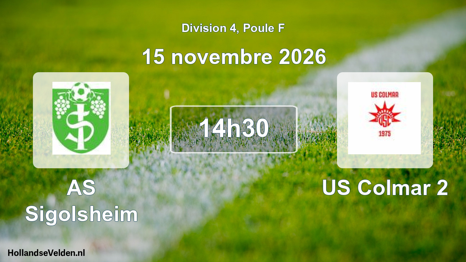 Match programmé: AS Sigolsheim - US Colmar 2 (15 novembre 2026)