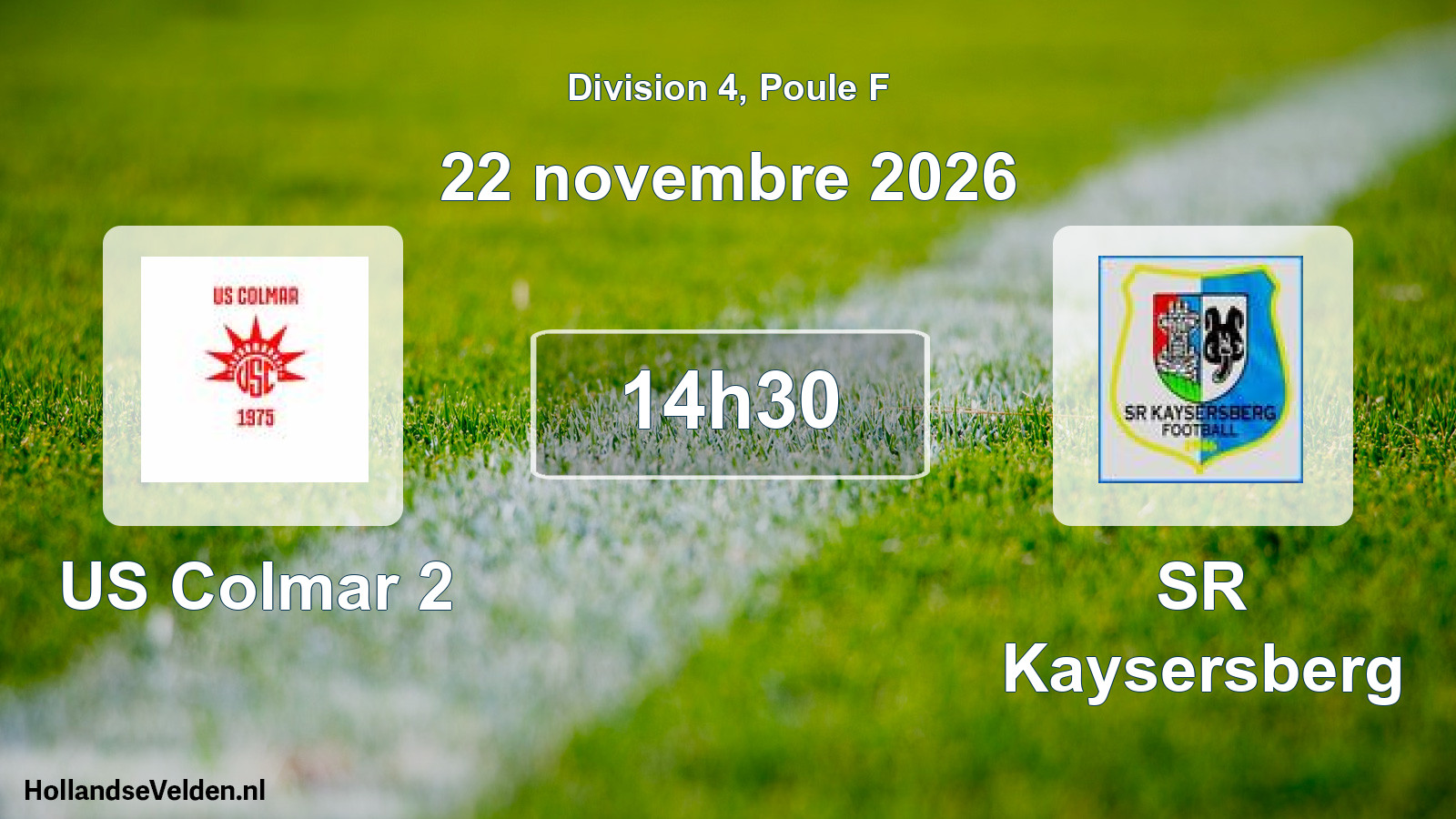 Match programmé: US Colmar 2 - SR Kaysersberg (22 novembre 2026)