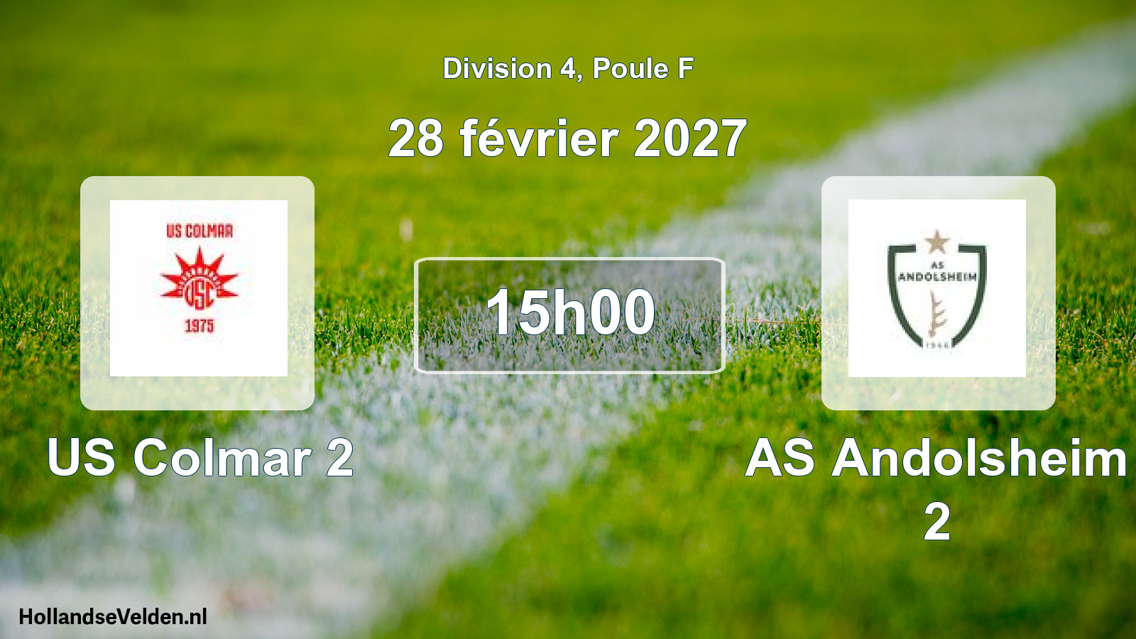 Match programmé: US Colmar 2 - AS Andolsheim 2 (28 février 2027)