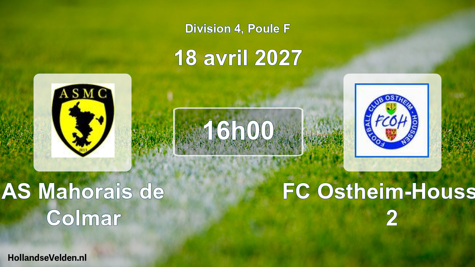 Match programmé: AS Mahorais de Colmar - FC Ostheim-Houssen 2 (18 avril 2027)