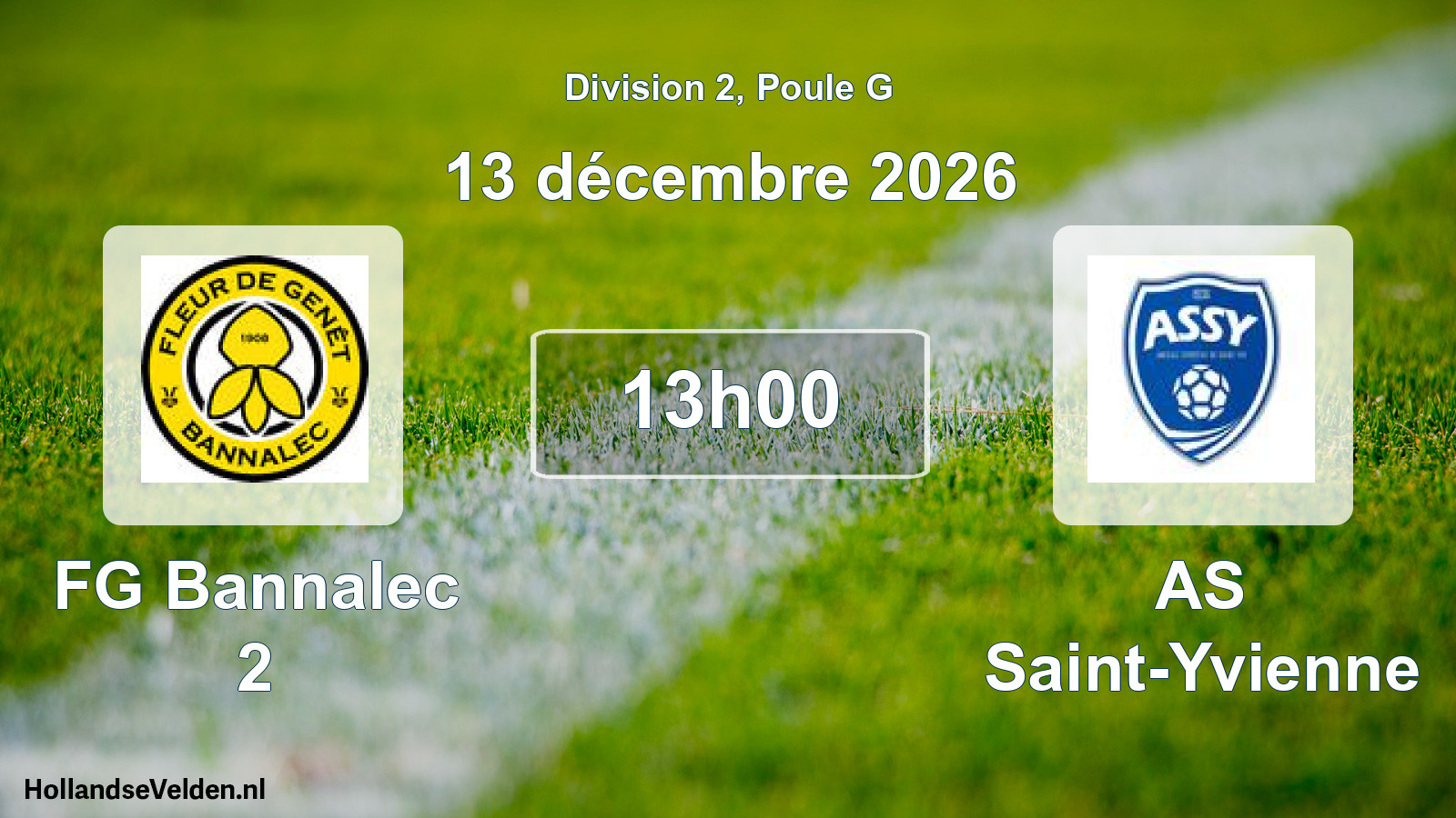 Geplande wedstrijd: FG Bannalec 2 - AS Saint-Yvienne (13 december 2026)