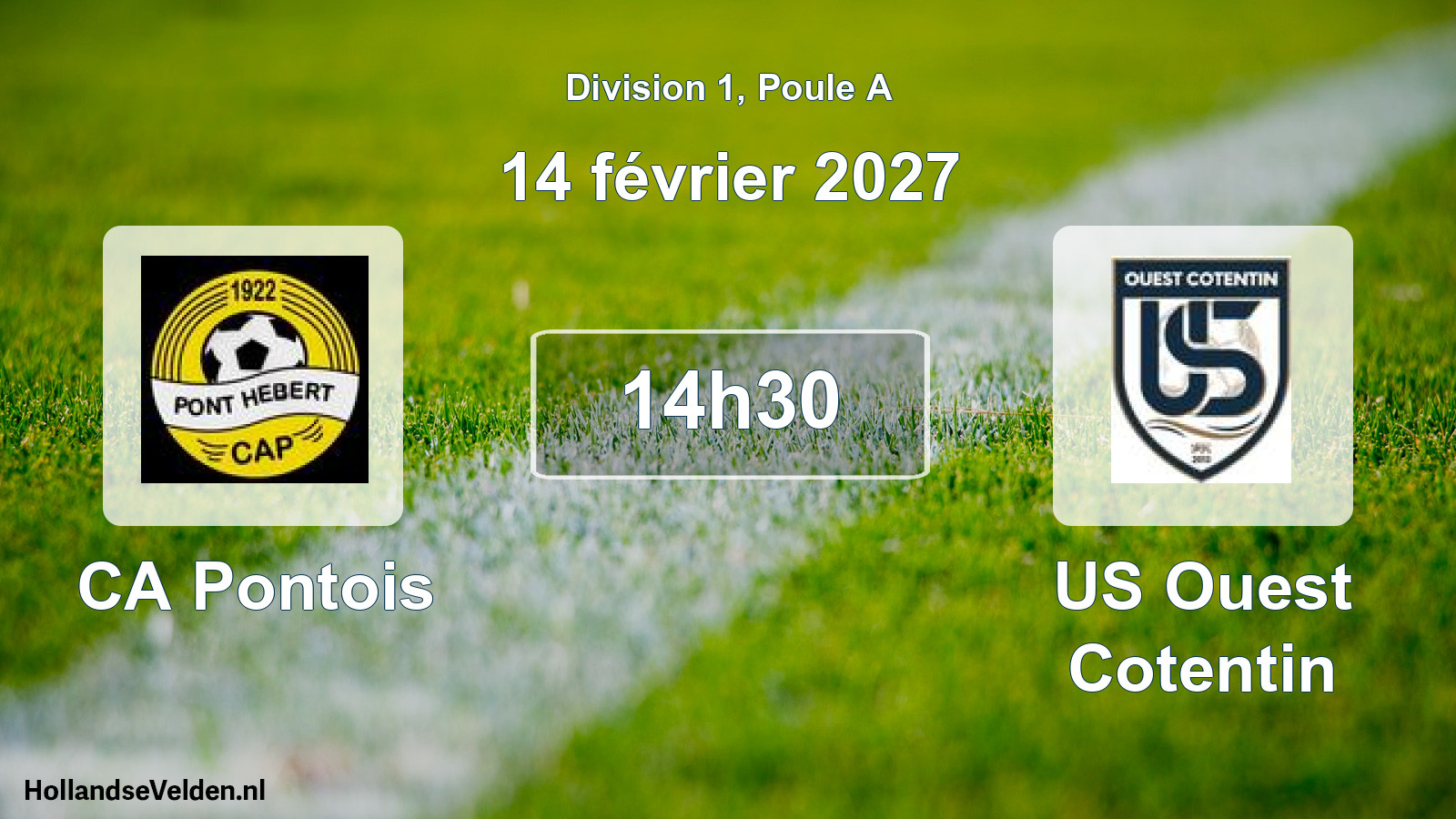 Match programmé: CA Pontois - US Ouest Cotentin (14 février 2027)