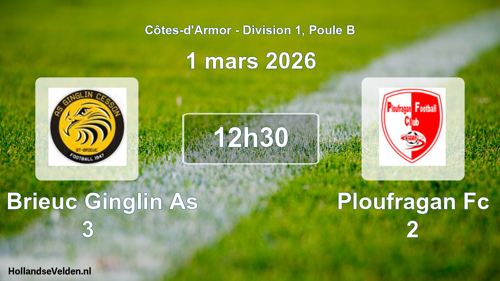 Scheduled Match: St Brieuc Ginglin As 3 - Ploufragan Fc 2 (1 March 2026)