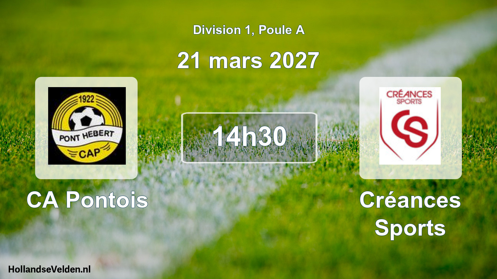 Match programmé: CA Pontois - Créances Sports (21 mars 2027)
