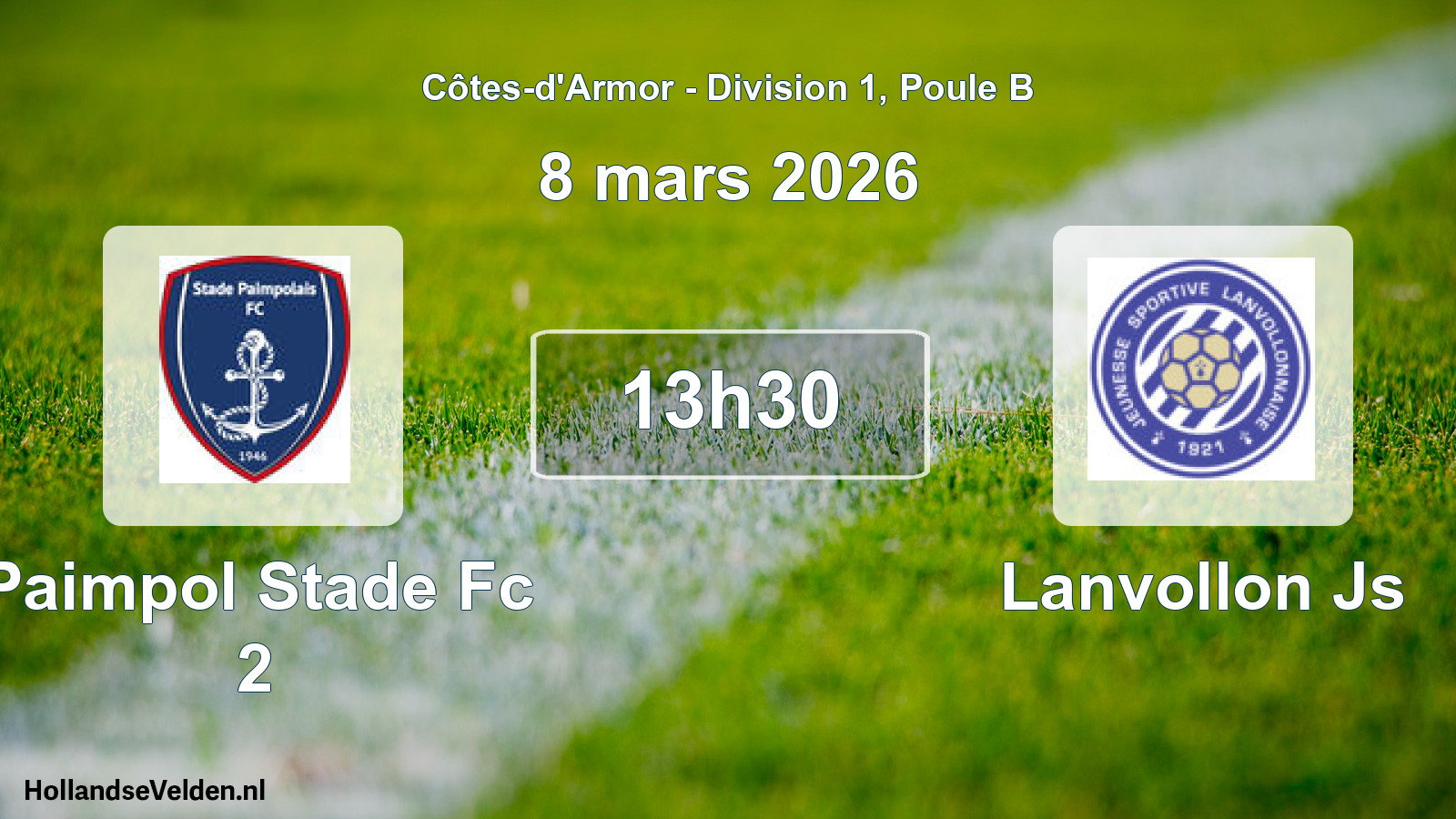 Geplande wedstrijd: Paimpol Stade Fc 2 - Lanvollon Js (8 mars 2026)