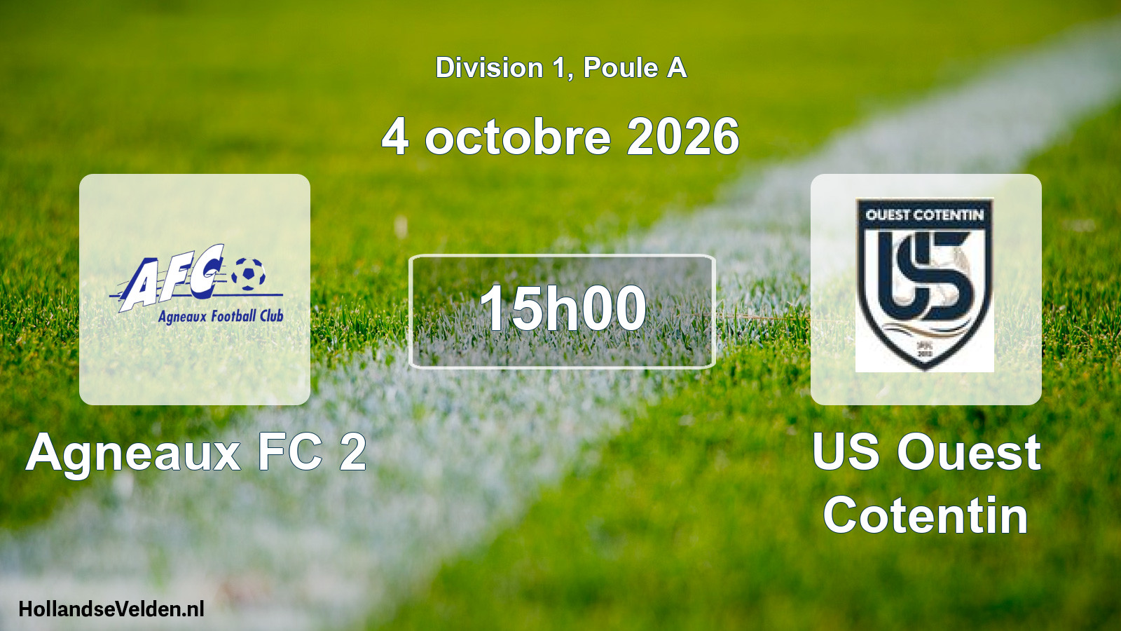 Match programmé: Agneaux FC 2 - US Ouest Cotentin (4 octobre 2026)