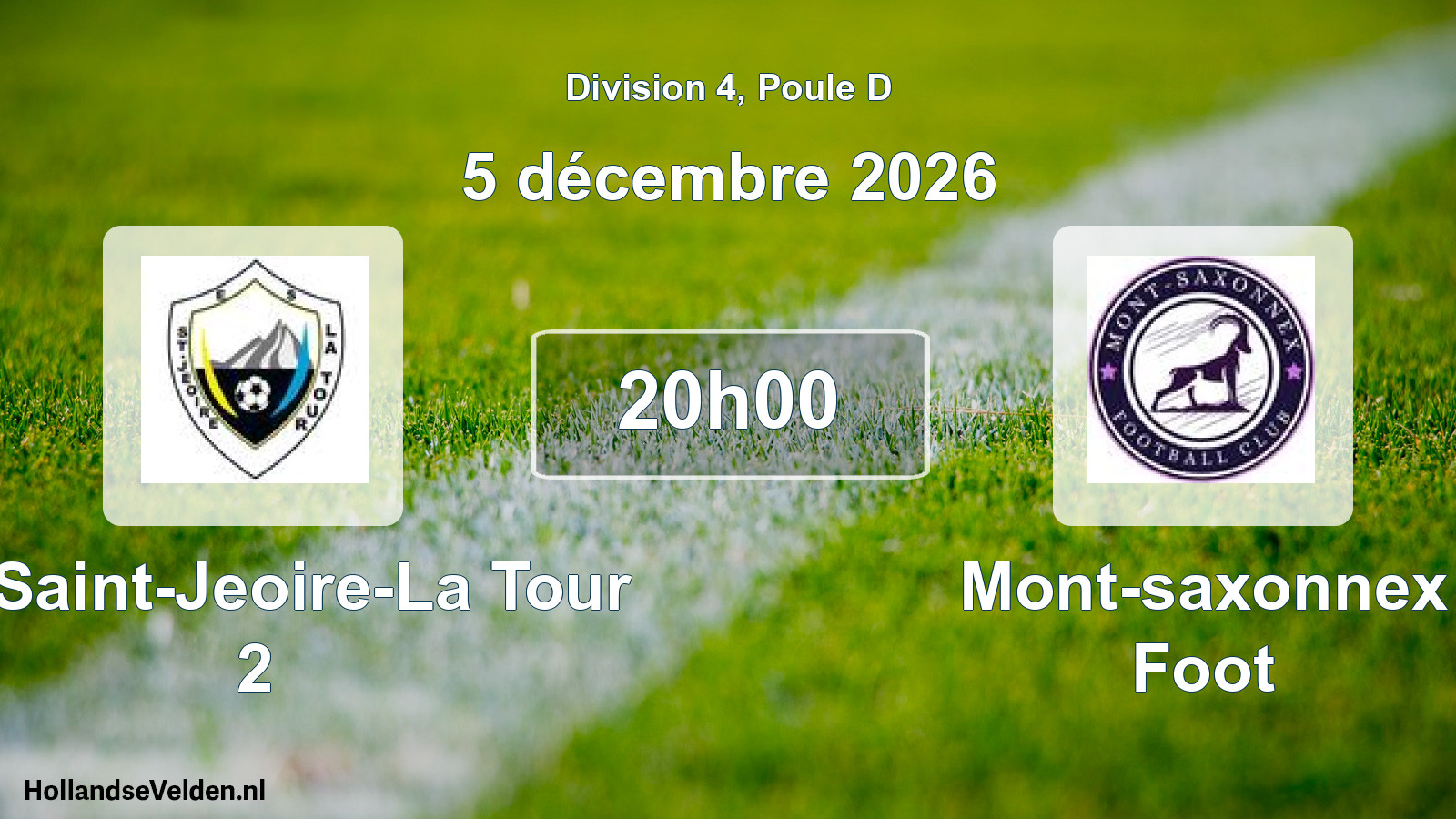 Match programmé: ES Saint-Jeoire-La Tour 2 - Mont-saxonnex Foot (5 décembre 2026)