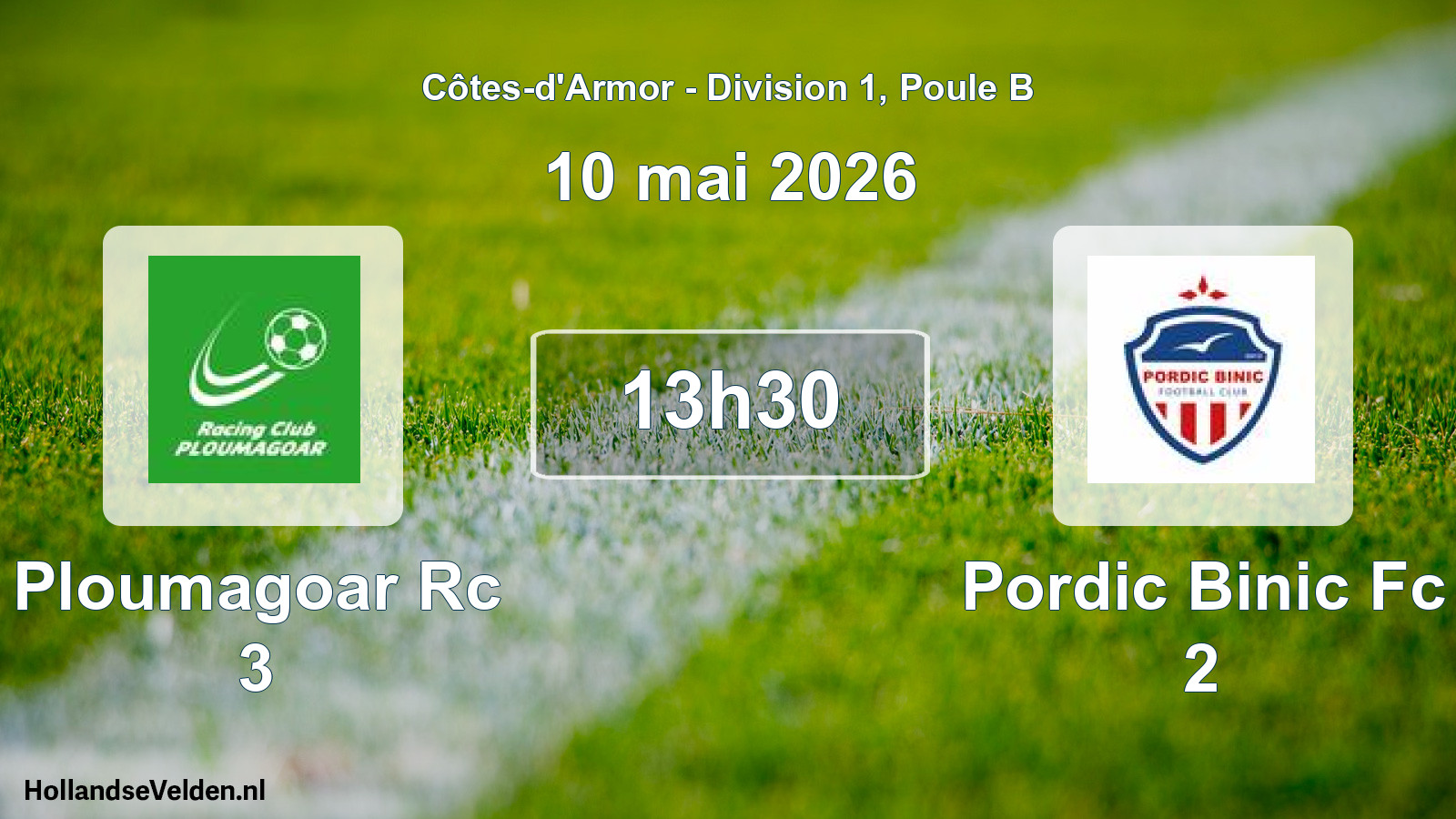 Geplande wedstrijd: Ploumagoar Rc 3 - Pordic Binic Fc 2 (10 mai 2026)