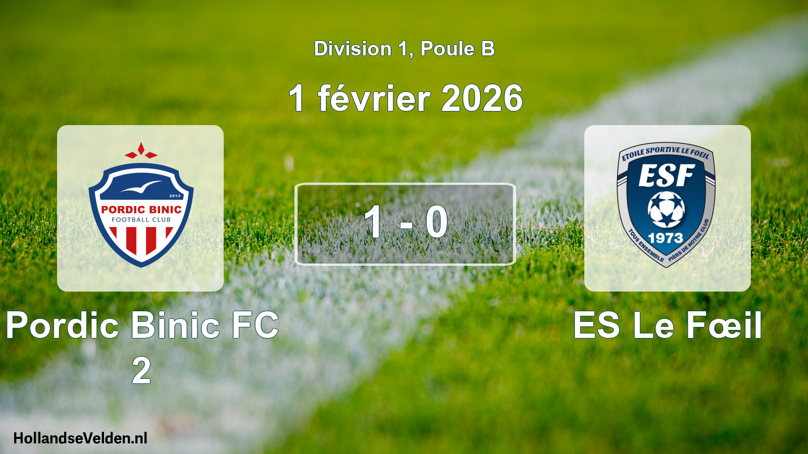 Total number of matches played: Pordic Binic FC 2 - ES Le Fœil 1 - 0 (1 February 2026)