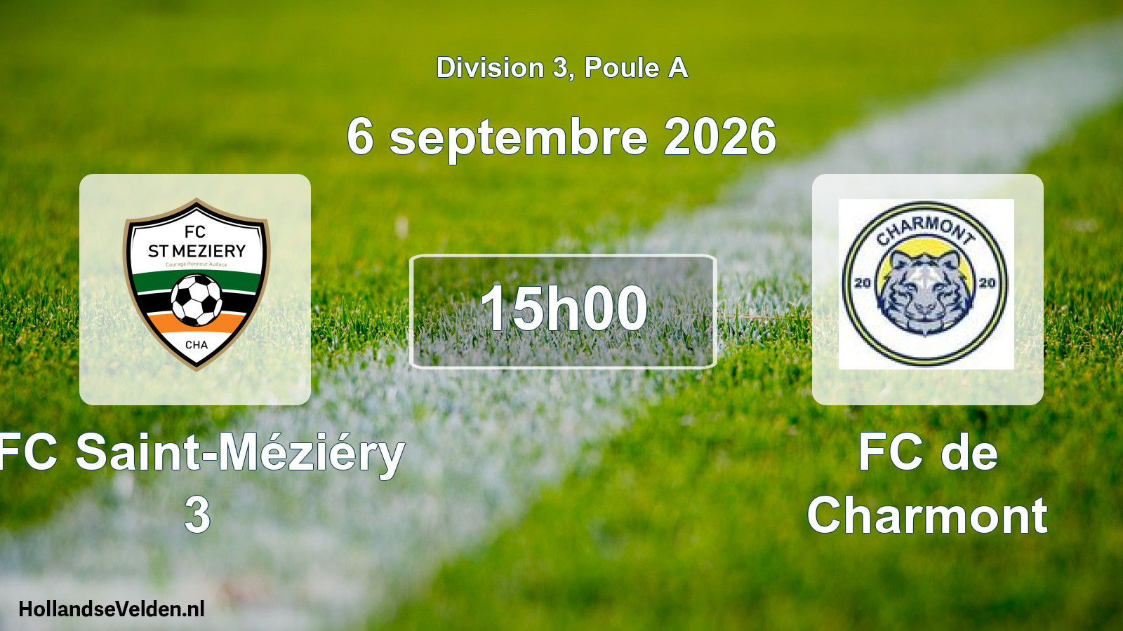 Match programmé: FC Saint-Méziéry 3 - FC de Charmont (6 septembre 2026)