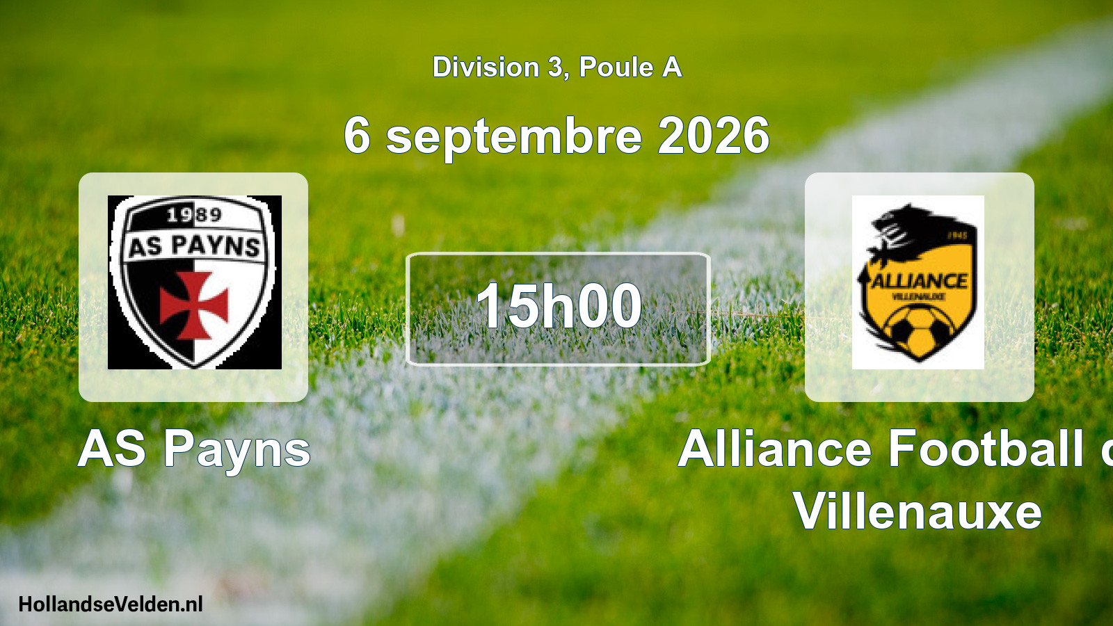Match programmé: AS Payns - Alliance Football de Villenauxe (6 septembre 2026)