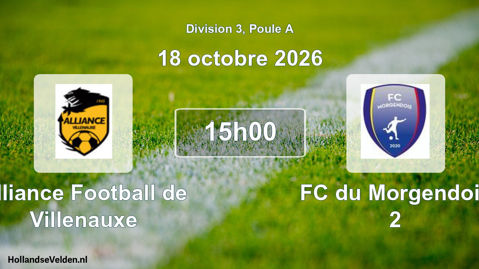 Match programmé: Alliance Football de Villenauxe - FC du Morgendois 2 (18 octobre 2026)