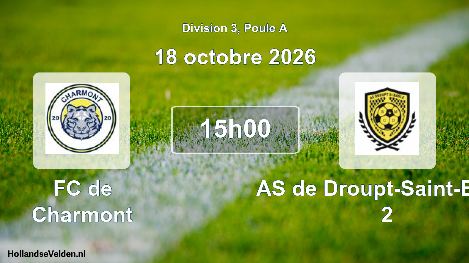 Match programmé: FC de Charmont - AS de Droupt-Saint-Basle 2 (18 octobre 2026)
