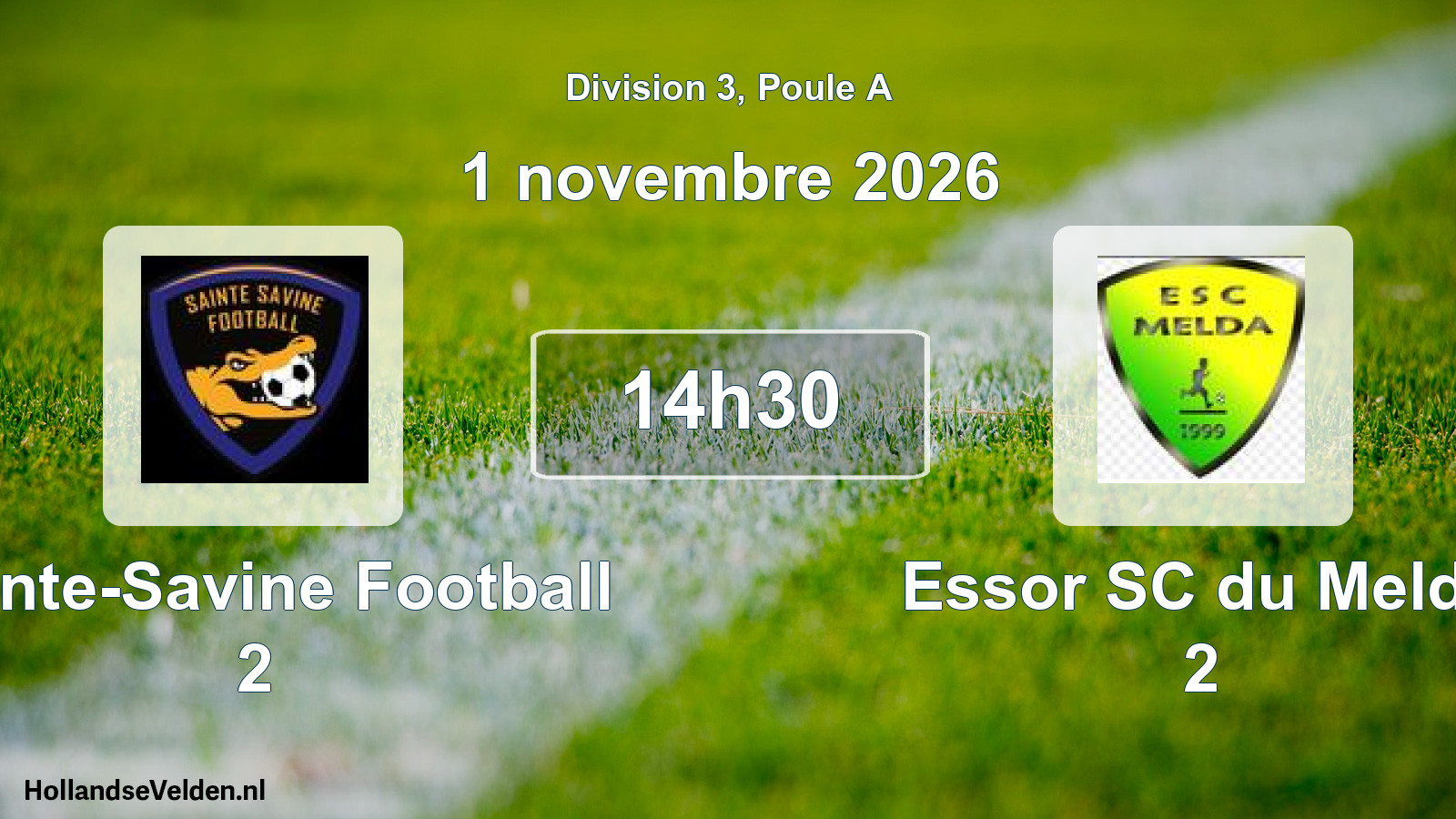 Match programmé: Sainte-Savine Football 2 - Essor SC du Melda 2 (1 novembre 2026)
