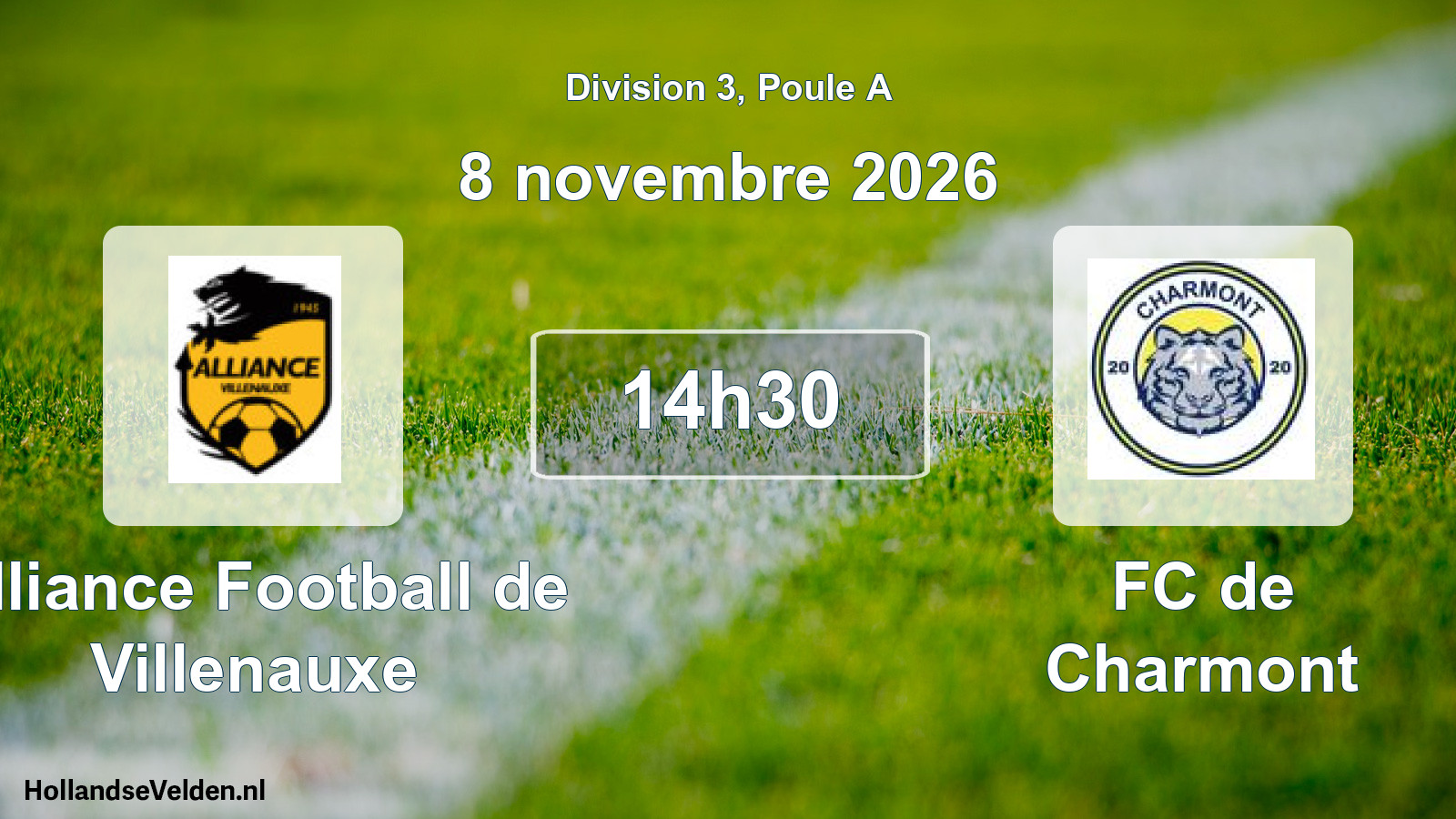 Match programmé: Alliance Football de Villenauxe - FC de Charmont (8 novembre 2026)