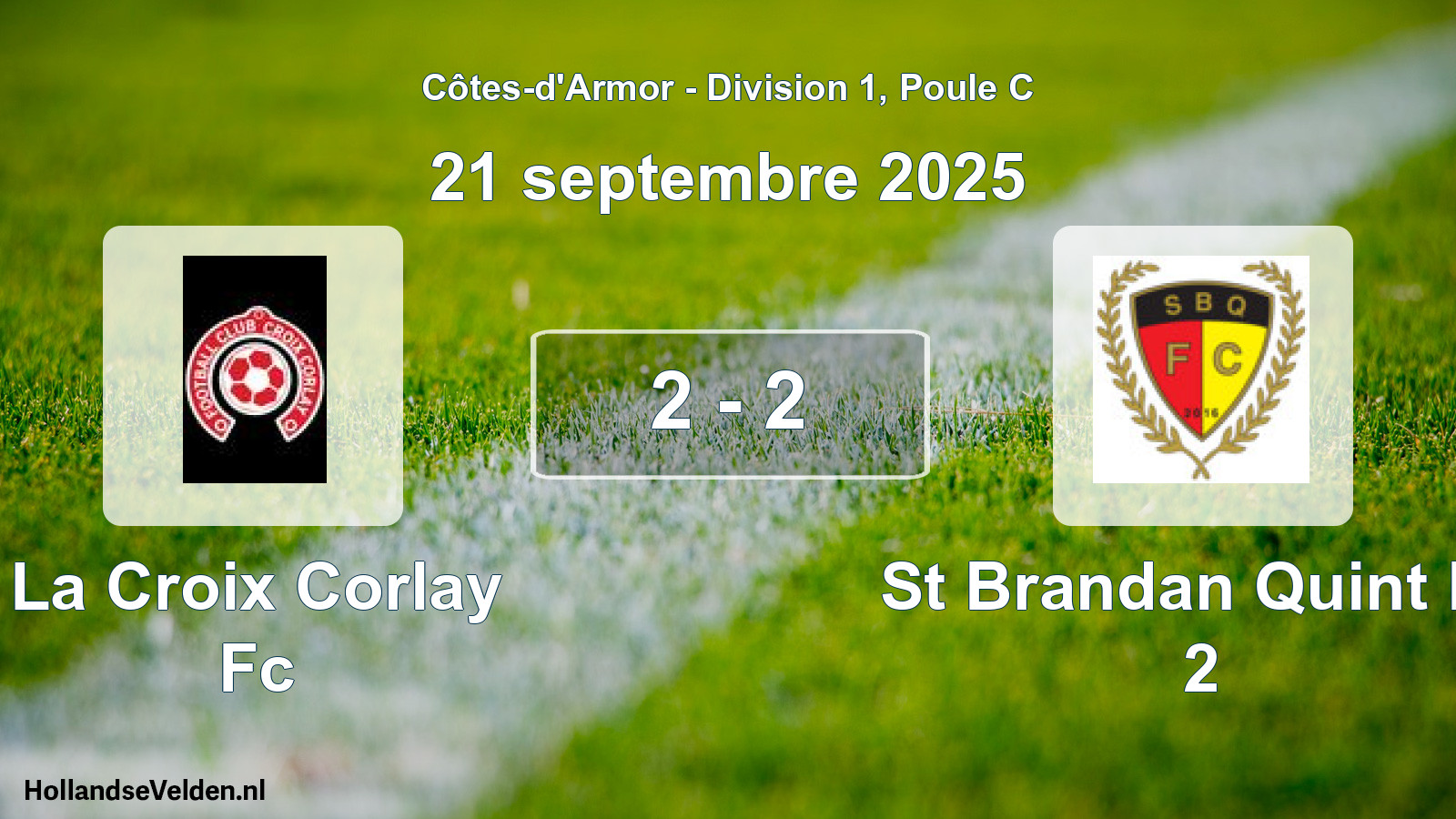 Gespeelde wedstrijd: La Croix Corlay Fc - St Brandan Quint Fc 2 2 - 2 (21 septembre 2025)