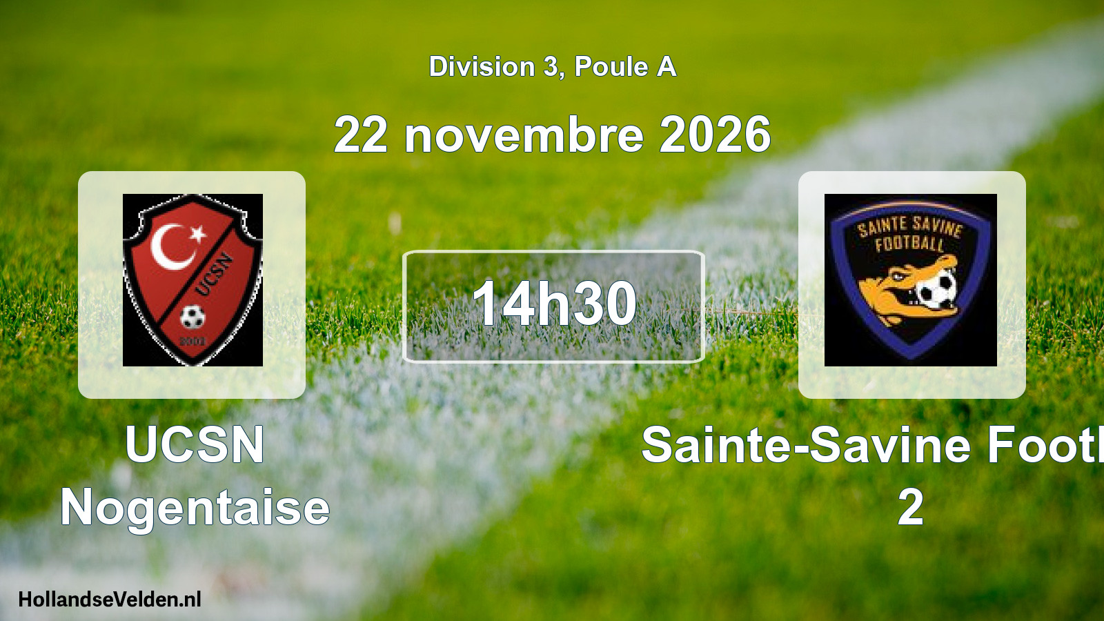 Match programmé: UCSN Nogentaise - Sainte-Savine Football 2 (22 novembre 2026)