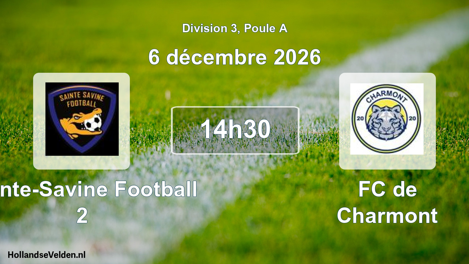 Match programmé: Sainte-Savine Football 2 - FC de Charmont (6 décembre 2026)