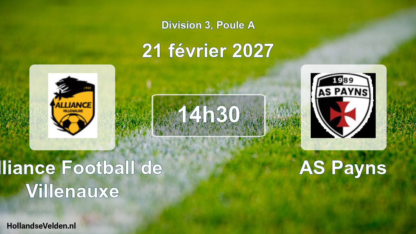 Geplande wedstrijd: Alliance Football de Villenauxe - AS Payns (21 februari 2027)