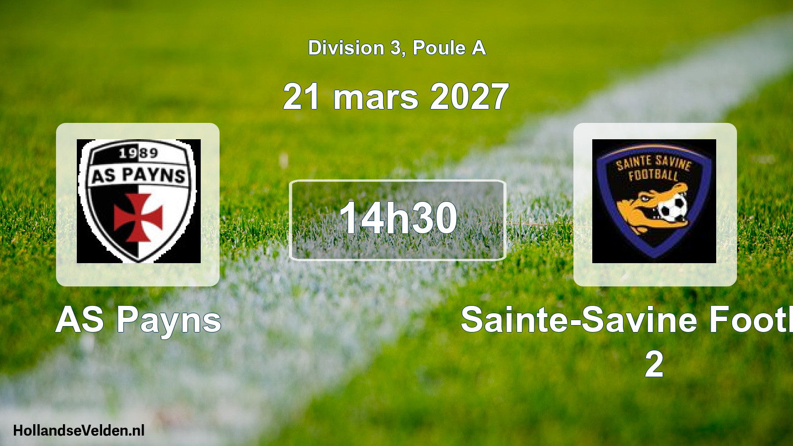 Match programmé: AS Payns - Sainte-Savine Football 2 (21 mars 2027)