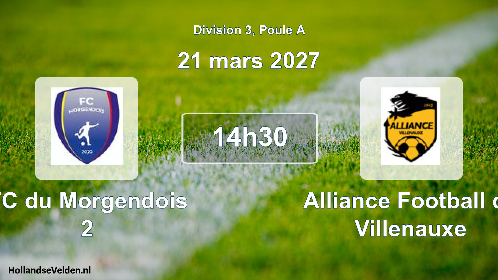 Match programmé: FC du Morgendois 2 - Alliance Football de Villenauxe (21 mars 2027)
