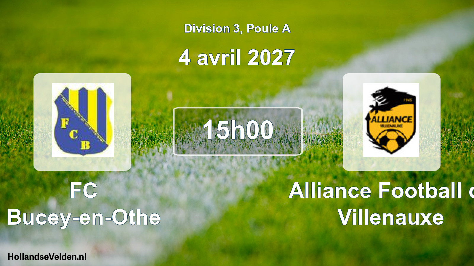 Match programmé: FC Bucey-en-Othe - Alliance Football de Villenauxe (4 avril 2027)