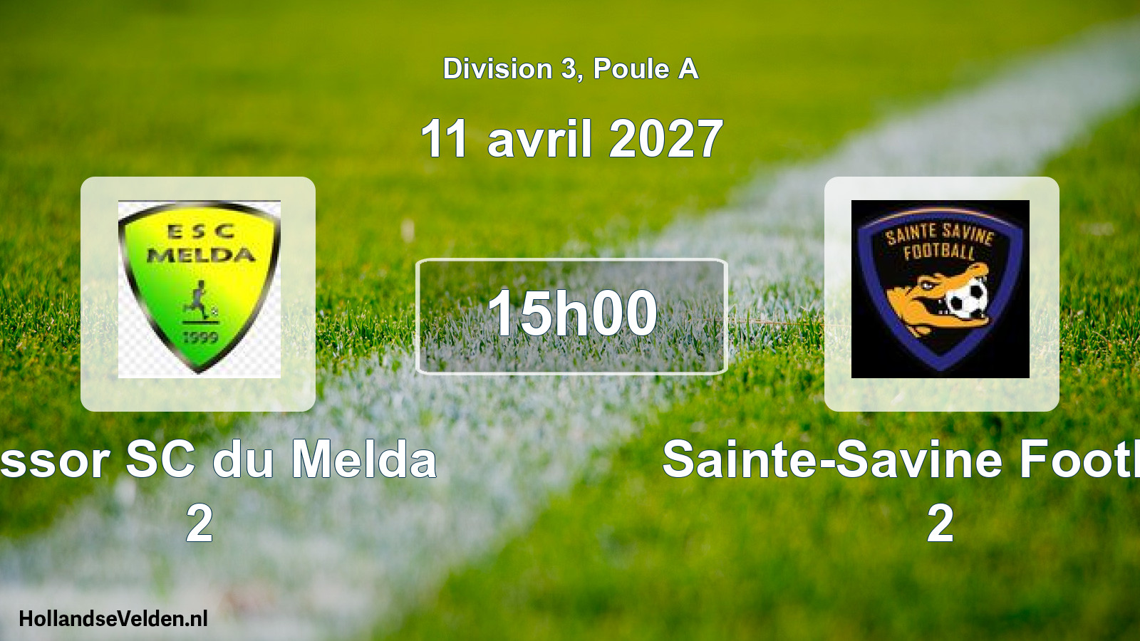 Match programmé: Essor SC du Melda 2 - Sainte-Savine Football 2 (11 avril 2027)