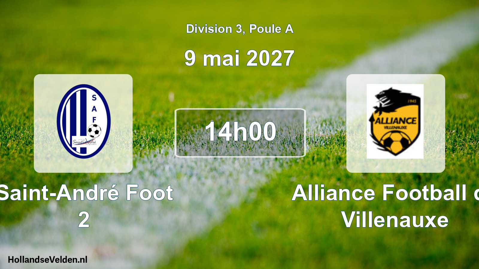 Match programmé: Saint-André Foot 2 - Alliance Football de Villenauxe (9 mai 2027)