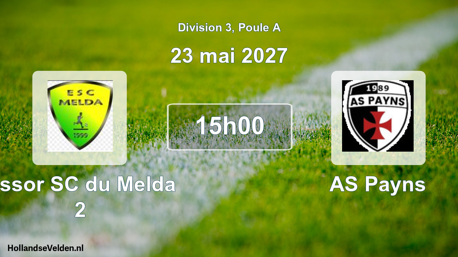 Match programmé: Essor SC du Melda 2 - AS Payns (23 mai 2027)