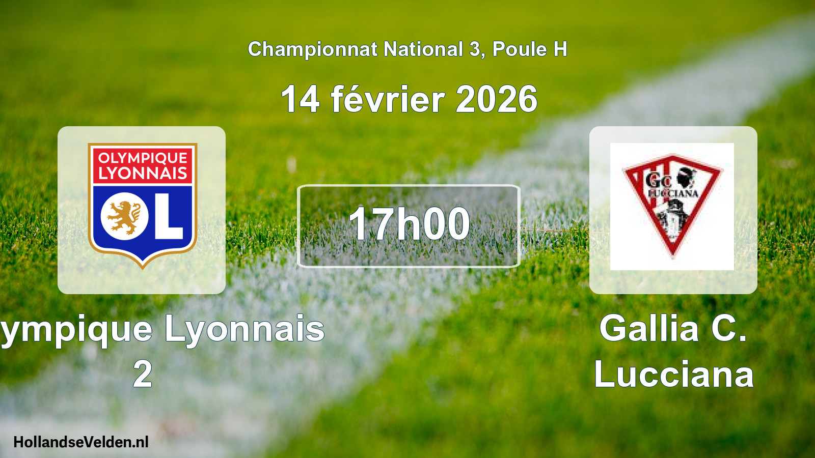 Scheduled Match: Olympique Lyonnais 2 - Gallia C. Lucciana (14 February 2026)