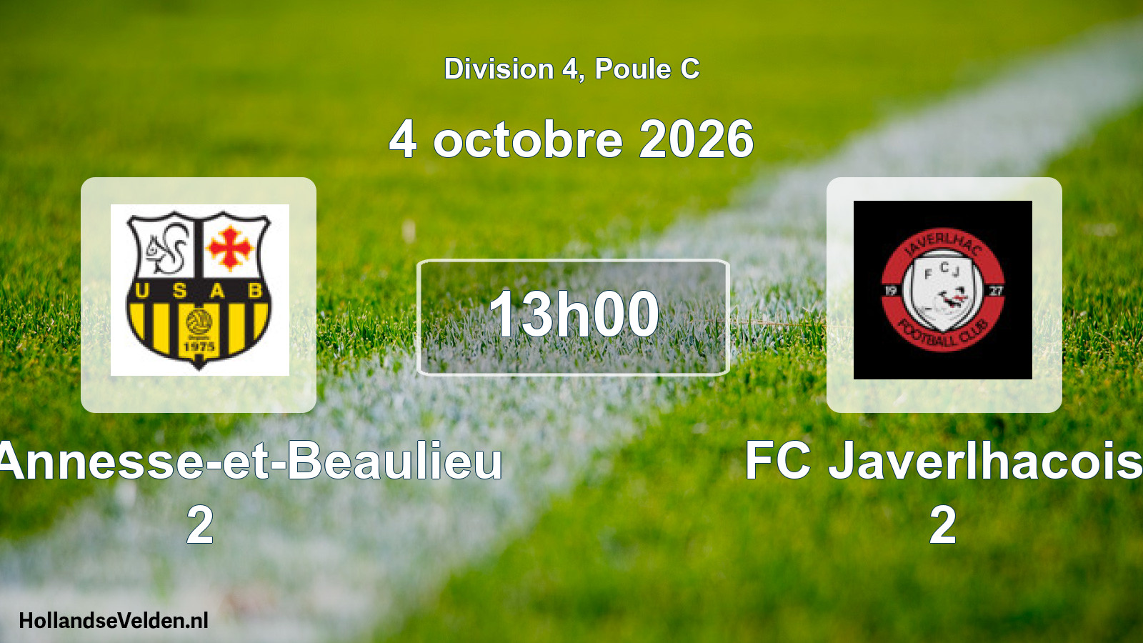 Scheduled Match: US Annesse-et-Beaulieu 2 - FC Javerlhacois 2 (4 October 2026)