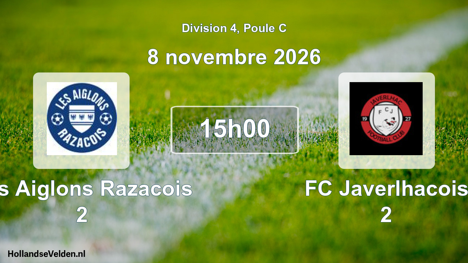 Match programmé: Les Aiglons Razacois 2 - FC Javerlhacois 2 (8 novembre 2026)