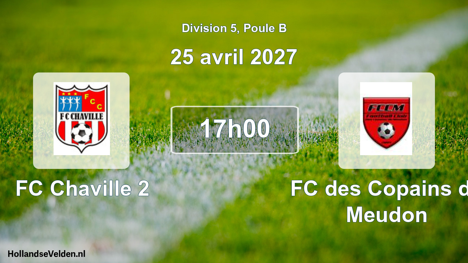 Match programmé: FC Chaville 2 - FC des Copains de Meudon (25 avril 2027)
