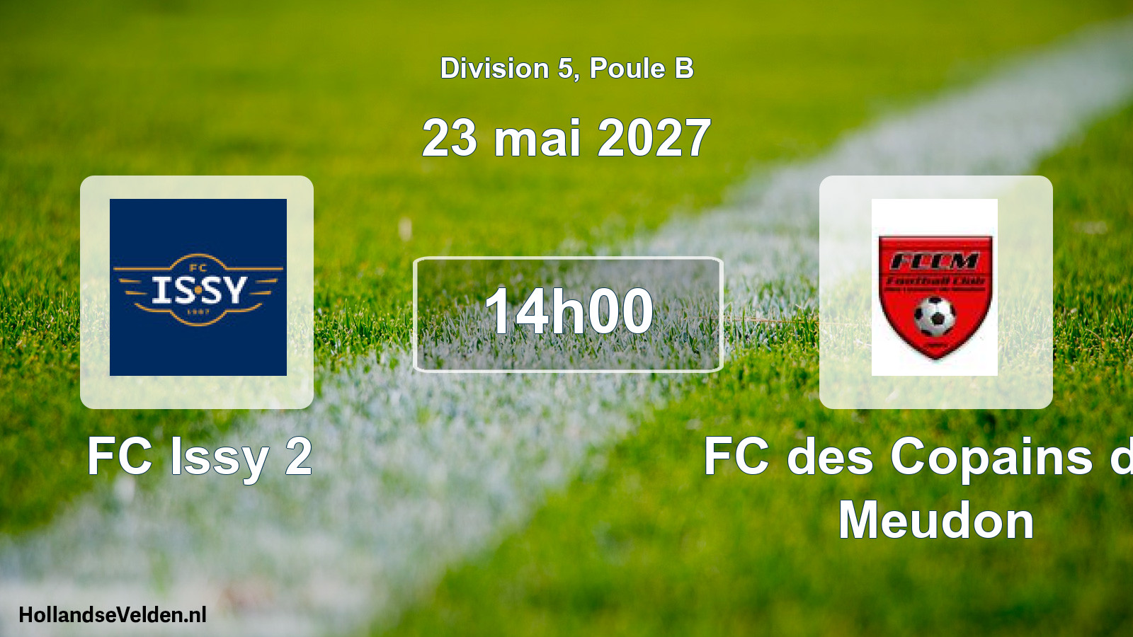Match programmé: FC Issy 2 - FC des Copains de Meudon (23 mai 2027)