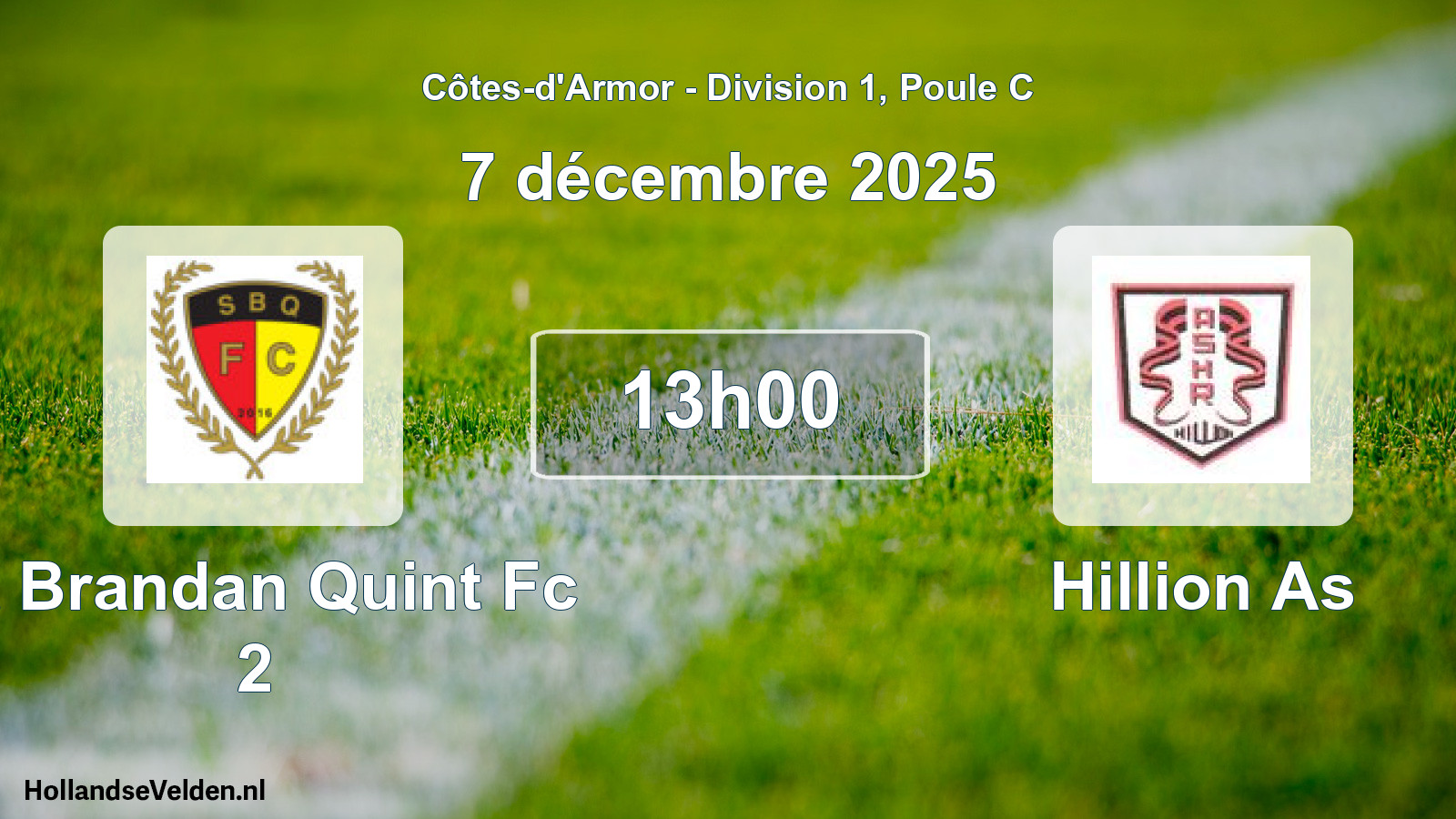 Geplande wedstrijd: St Brandan Quint Fc 2 - Hillion As (7 décembre 2025)