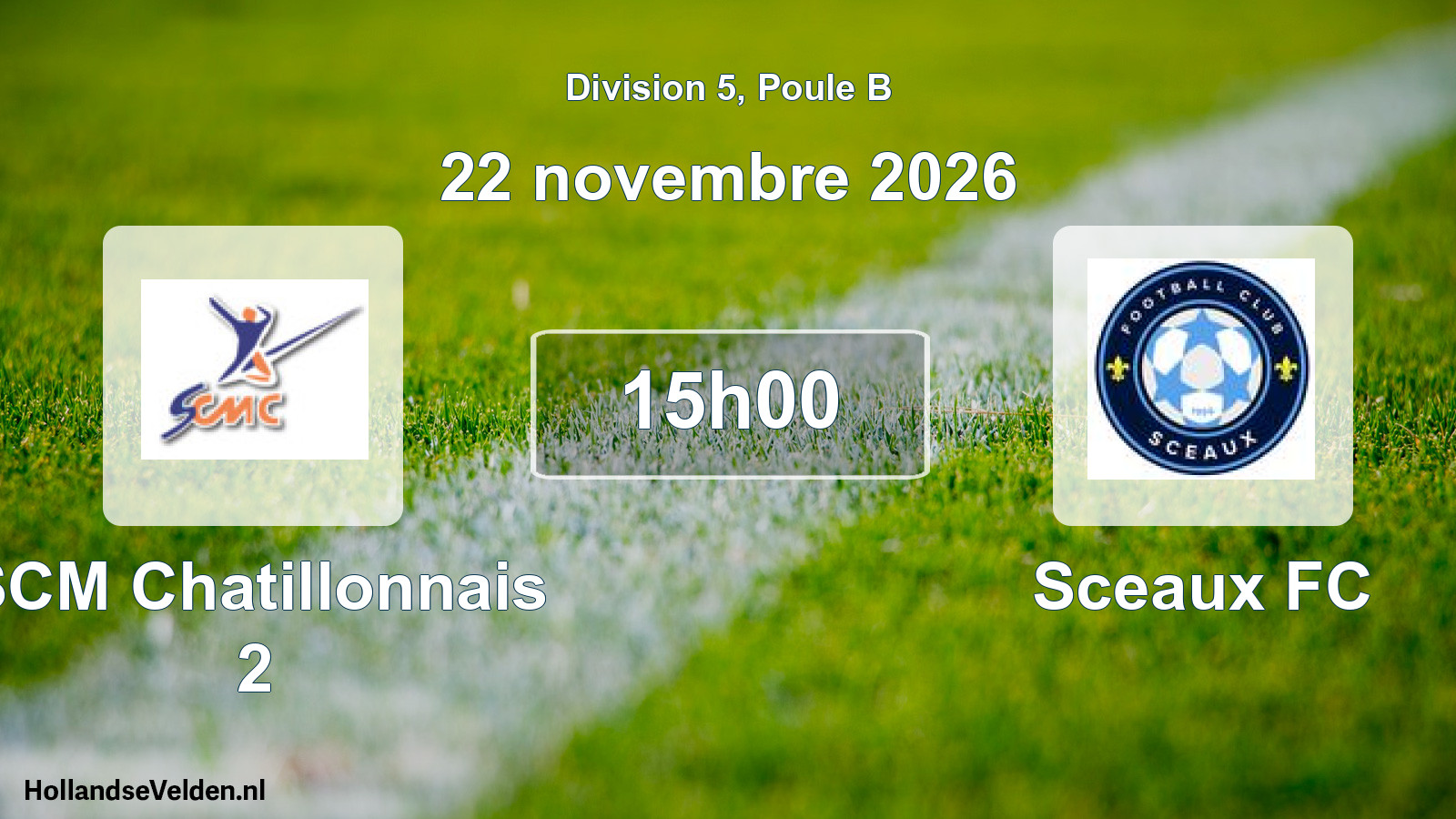 Match programmé: SCM Chatillonnais 2 - Sceaux FC (22 novembre 2026)