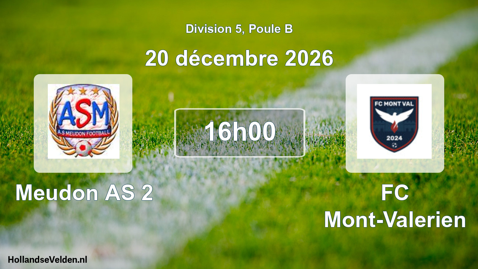 Scheduled Match: Meudon AS 2 - FC Mont-Valerien (20 December 2026)