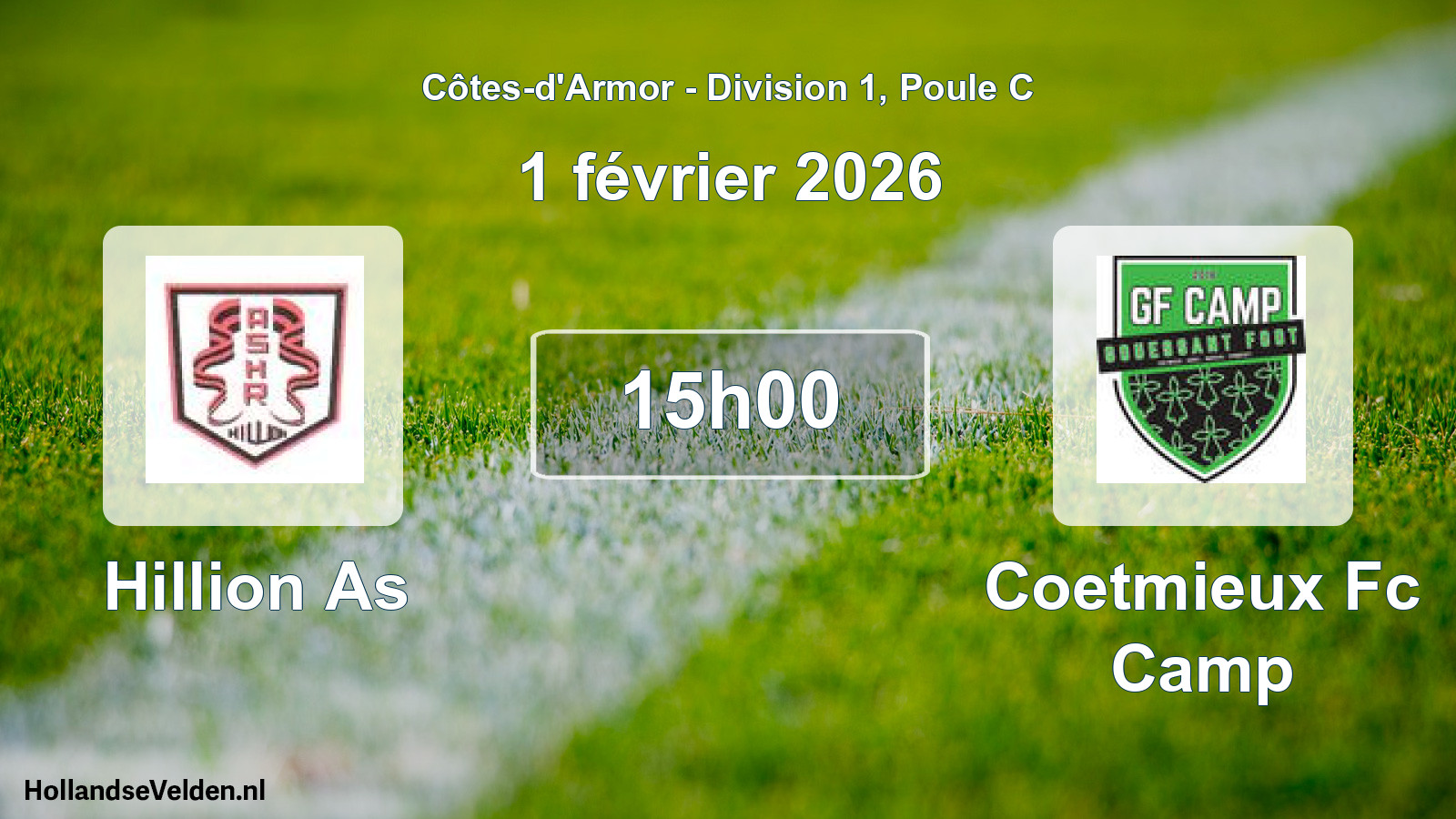 Geplande wedstrijd: Hillion As - Coetmieux Fc Camp (1 février 2026)