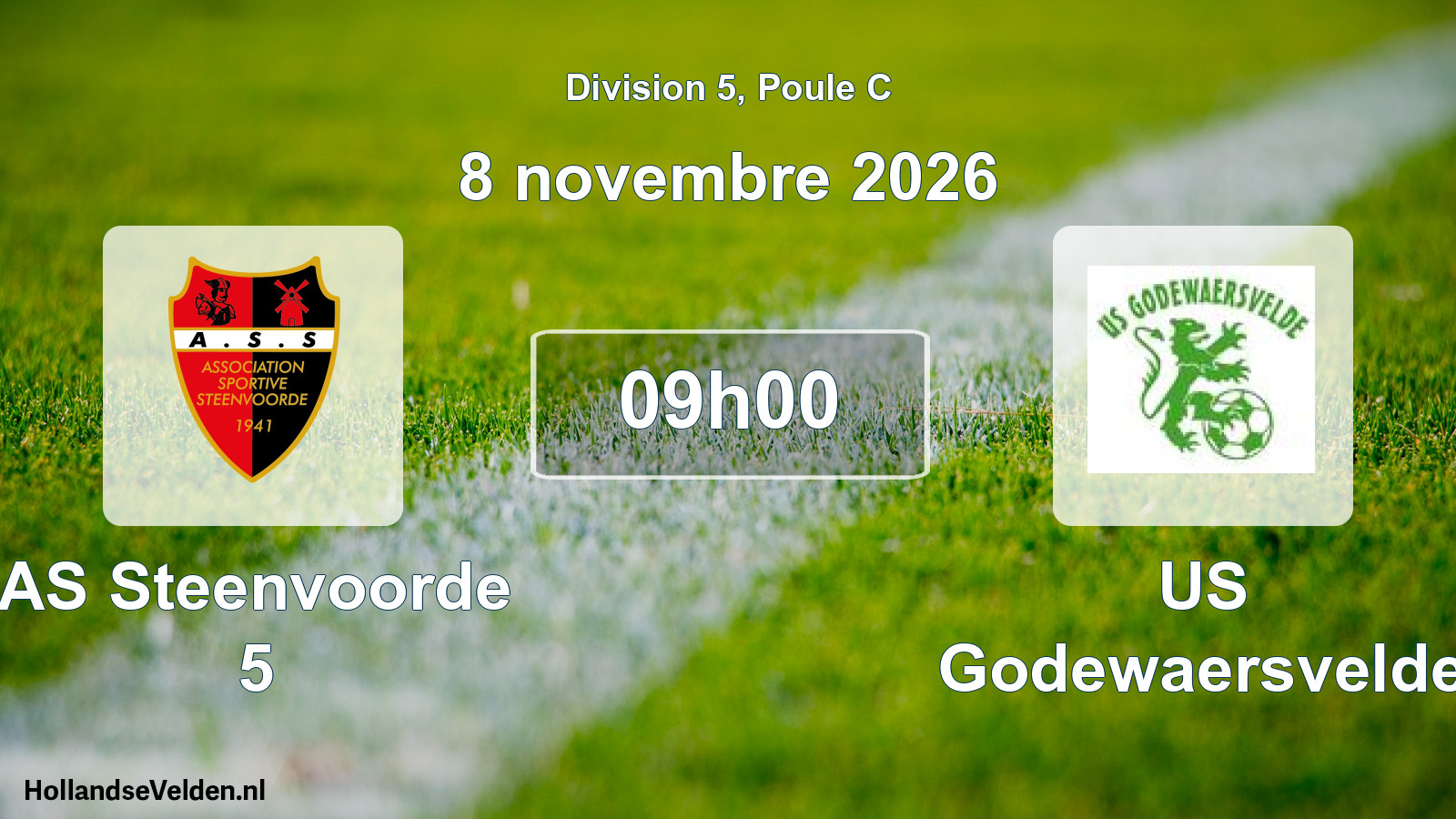 Match programmé: AS Steenvoorde 5 - US Godewaersvelde (8 novembre 2026)