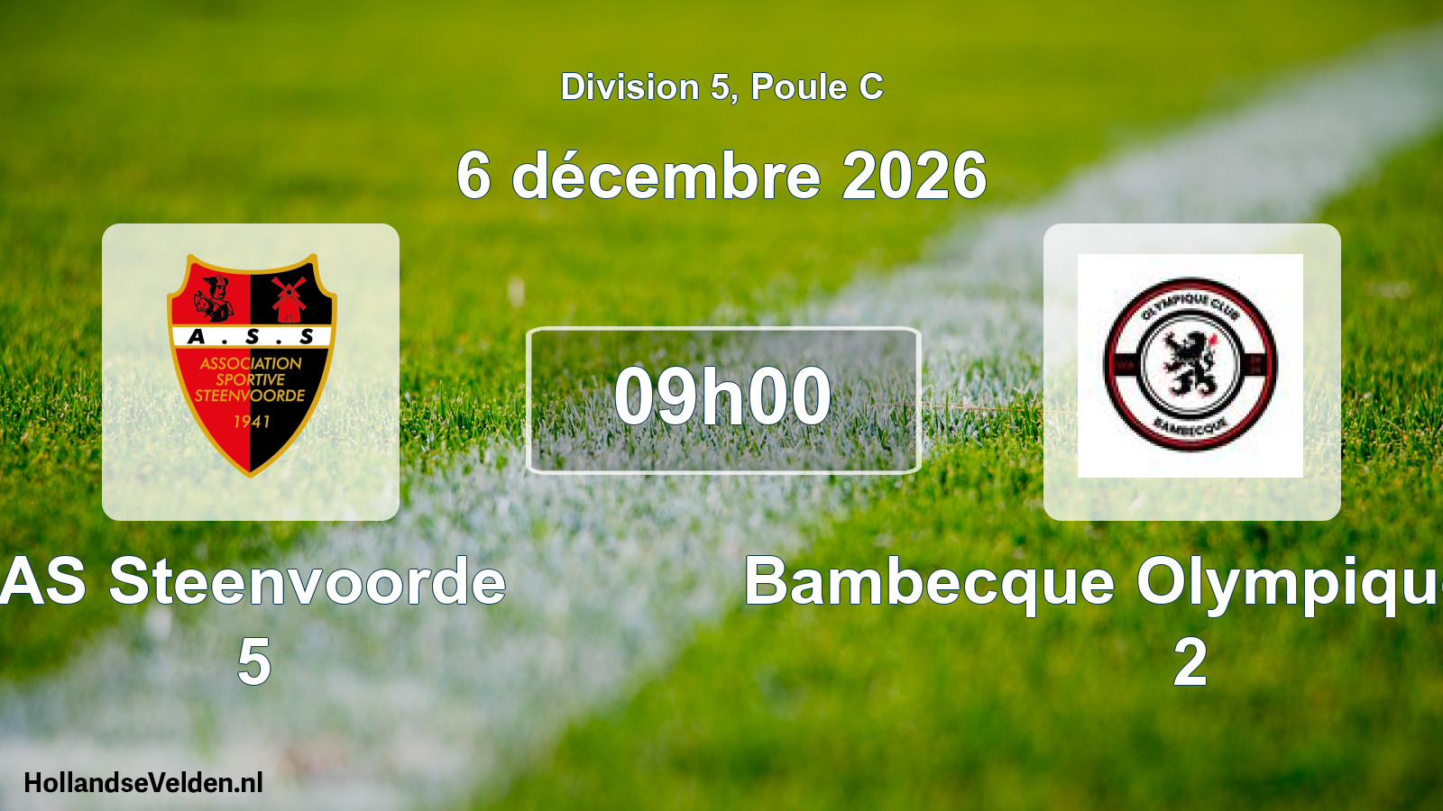 Geplande wedstrijd: AS Steenvoorde 5 - Bambecque Olympique Club 2 (6 december 2026)