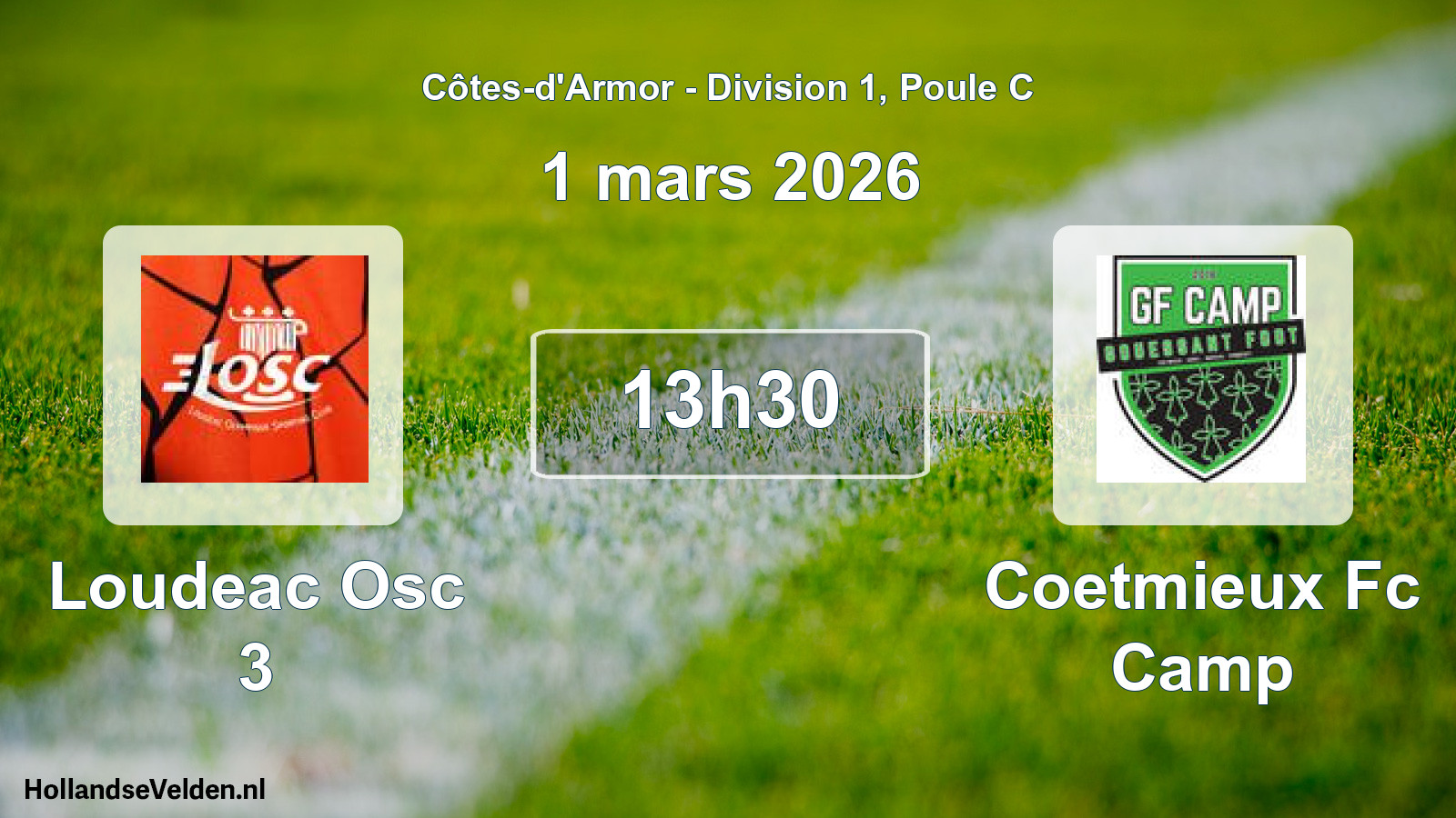 Geplande wedstrijd: Loudeac Osc 3 - Coetmieux Fc Camp (1 mars 2026)
