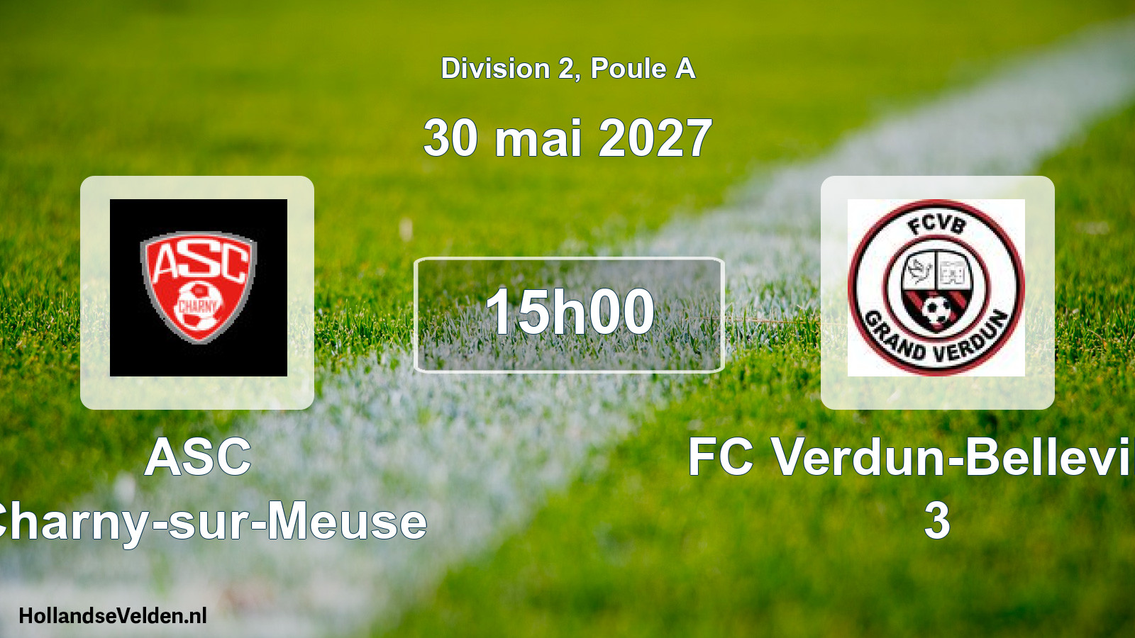 Match programmé: ASC Charny-sur-Meuse - FC Verdun-Belleville 3 (30 mai 2027)
