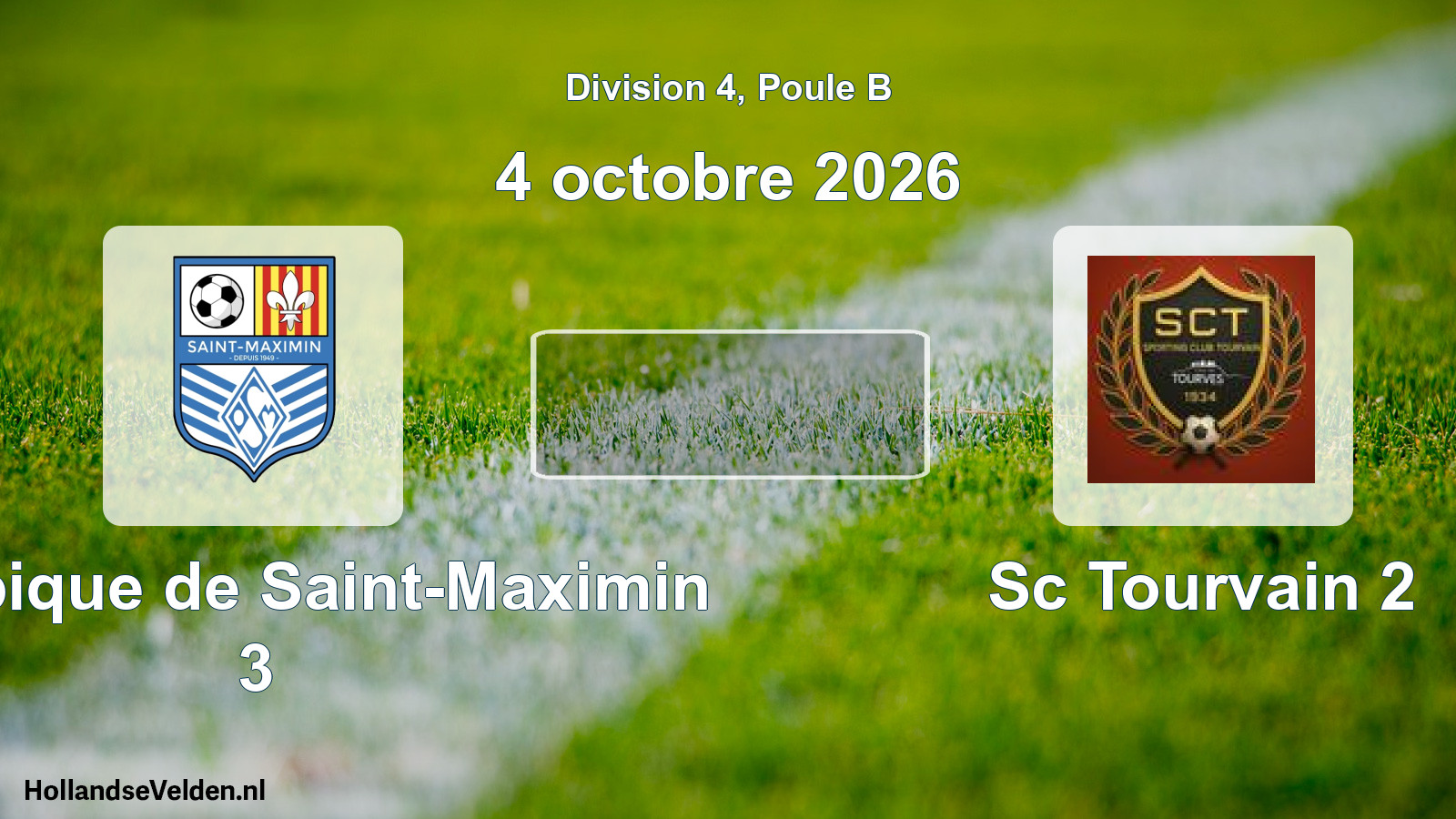 Match programmé: Olympique de Saint-Maximin 3 - Sc Tourvain 2 (4 octobre 2026)