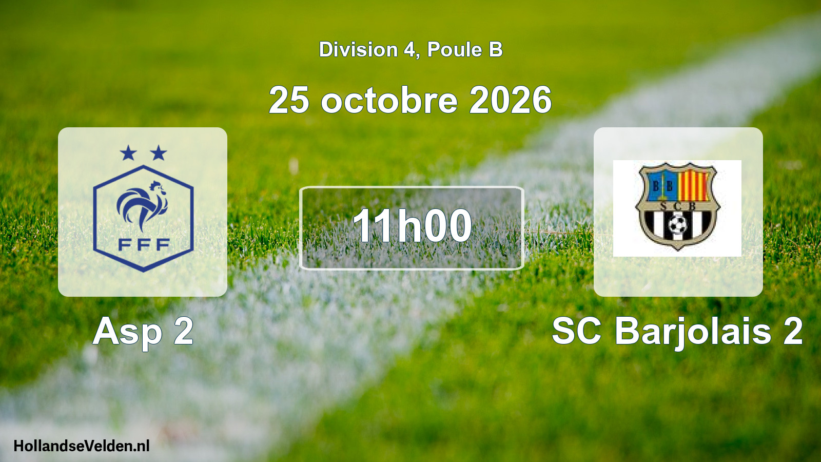 Scheduled Match: Asp 2 - SC Barjolais 2 (25 October 2026)